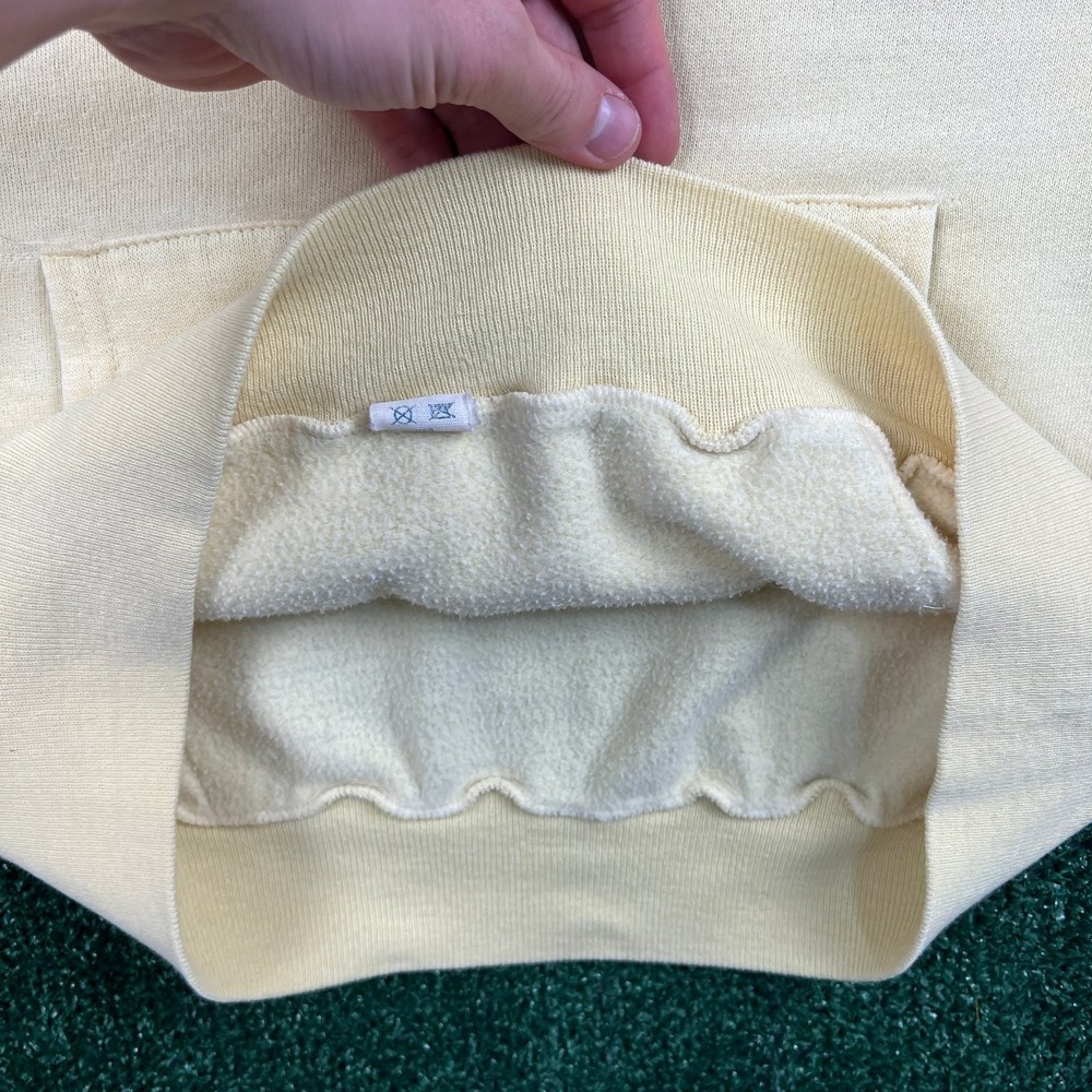 True Vintage Pale Yellow Blank Raglan Cut 50/50 Hoodie Men's Large 20.5x23.5 60s - Picture 7 of 11